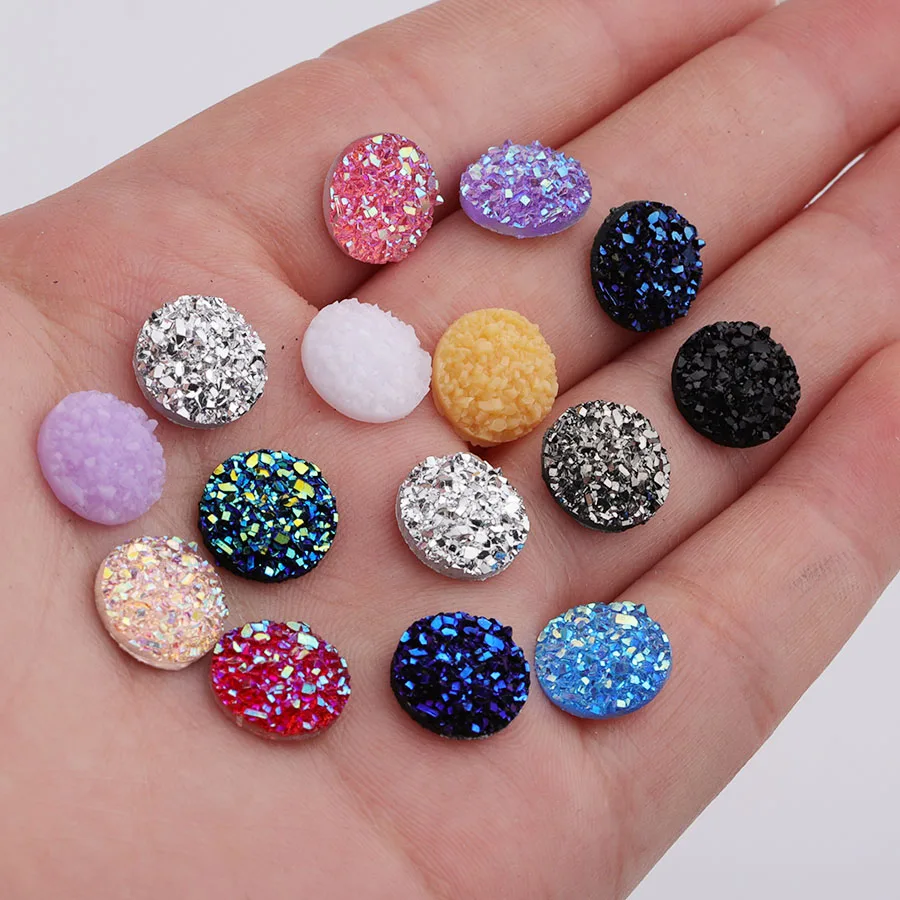 Fnixtar 10 мм AB Цвет Druzy камень смола круглая плоская спина кабошон для DIY украшения