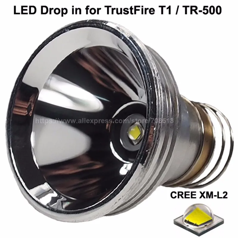 Cree XM-L2 U3 белый 6500 K/нейтральный белый 4500K 1000 люмен 8,4 V светодиодный Drop-in для TrustFire T1/TR-500 фонарик(диаметр. 53 мм