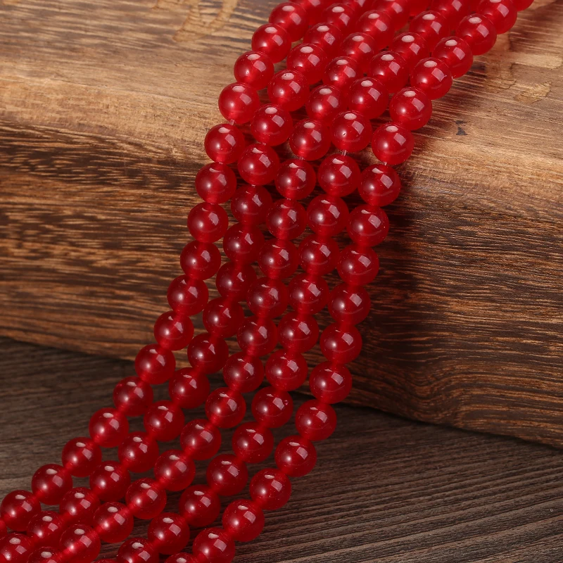 Круглые красные бусины из натурального камня для изготовления ювелирных изделий
