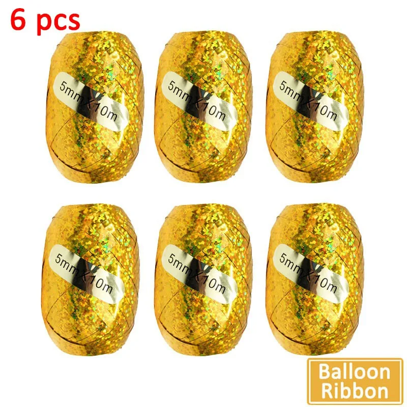 6pcs gold ribbon 5 м воздушный шар цепи день рождения Свадебная вечеринка украшения детский душ DIY аксессуары невесты Невесты Девичник Вечерние - Цвет: 6pcs gold ribbon