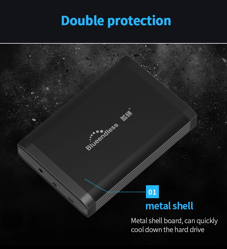 Blueendless HDD 3," внешний жесткий диск Алюминиевый Usb 3,0 жесткий диск Sata 1 ТБ до 4 ТБ, украшенное мозаикой из драгоценных камней, 12V 2A AC Мощность Disco Duro Externo