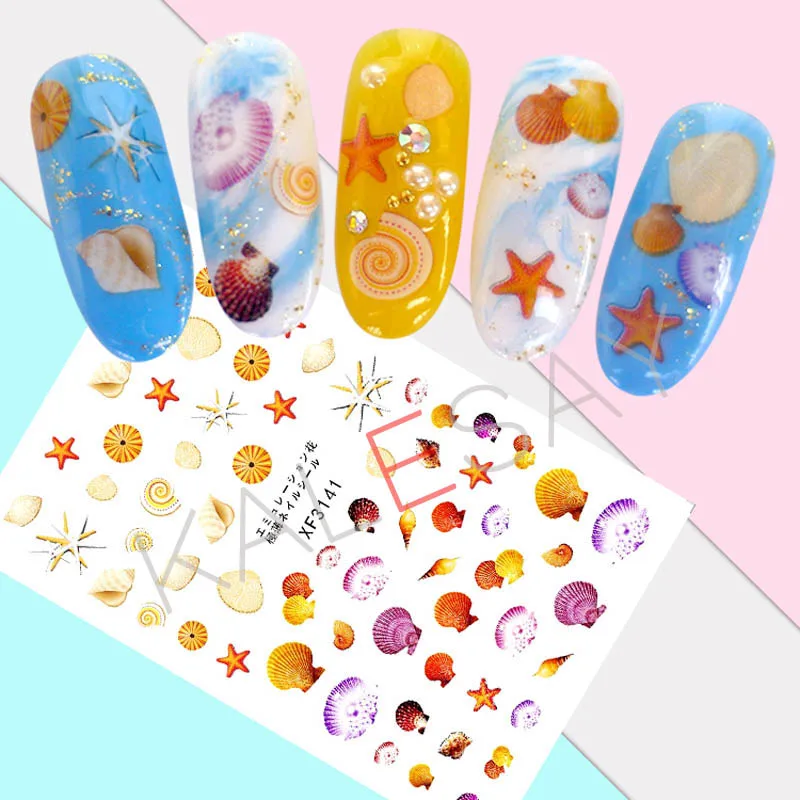 3D Nail Sticker Fish Cartoon DIY Decals Tips Beautiful Seabed Manicure Charm Design Adhesive Decoration Art for | Красота и здоровье