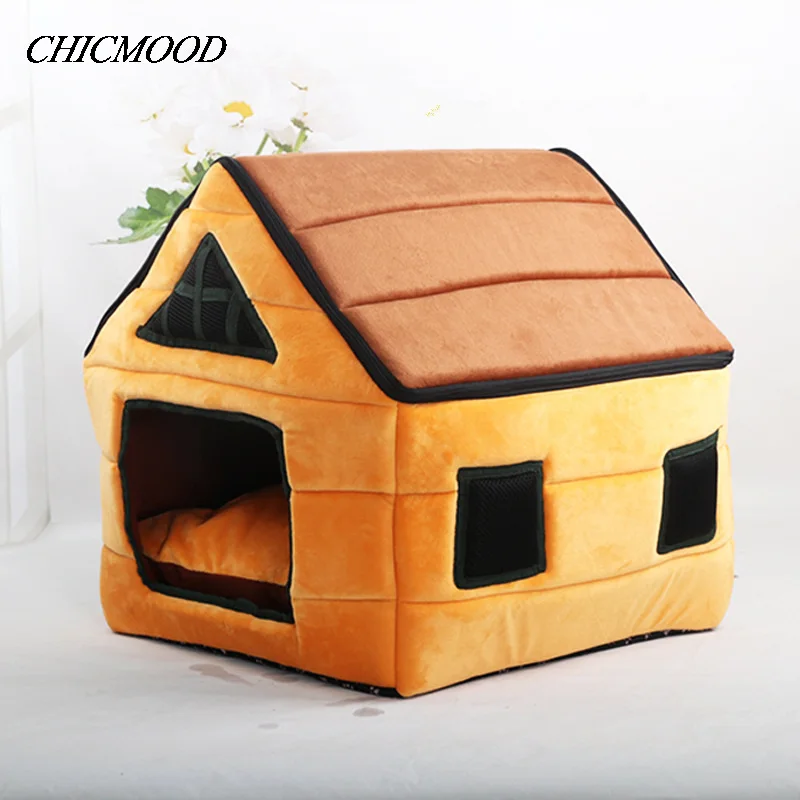 

Chocolate Soft Suede Dog Teddy Pet House Cabin Warm Dog Bed Kennel For Small Dogs Cats Luxury Puppy Cushion Cama Cachorro