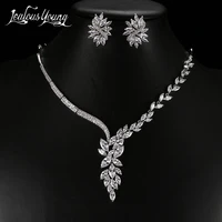 luxury cubic zircon crystal african beads jewelry set for women exquisite marquise earrings and necklace bridal jewelry sets