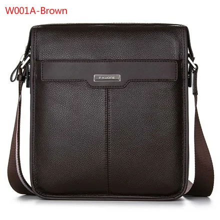 W001A-Brown Мужской деловой портфель, кожаная сумка, фирменный дизайн, натуральная воловья кожа, сумка для ноутбука, натуральная кожа, мужские сумки на плечо, сумки-мессенджеры - Цвет: W001A-Brown