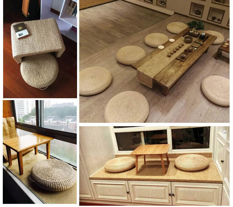 HOT SALE Tatami Cushion Round Straw Weave Handmade Pillow Floor Japanese Style Yoga Chair Sofa Adult Child Home Seat Mat 40/45cm