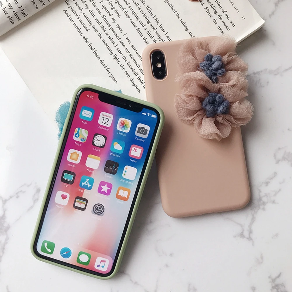 For iPhone X Case Luxury Handmade Jewelry Lace Strap Design for Girl Phone Cover 3D Fabric Flower Soft TPU 8 7 Plus 6 Back Shell |