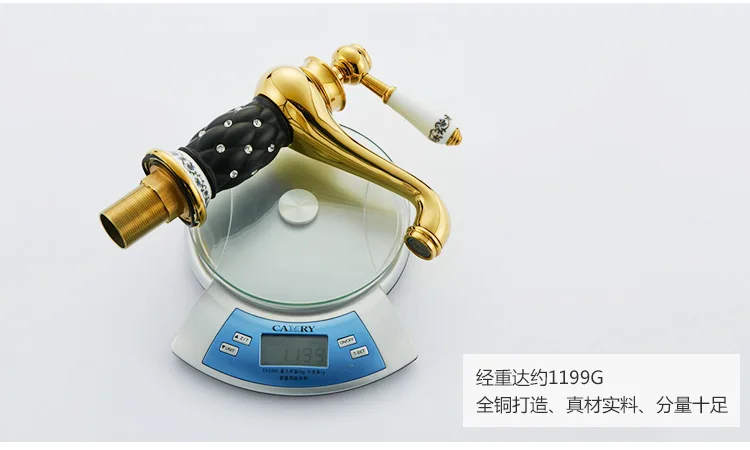 Черный керамический Золотой смеситель для раковины в ванную комнату с латунным