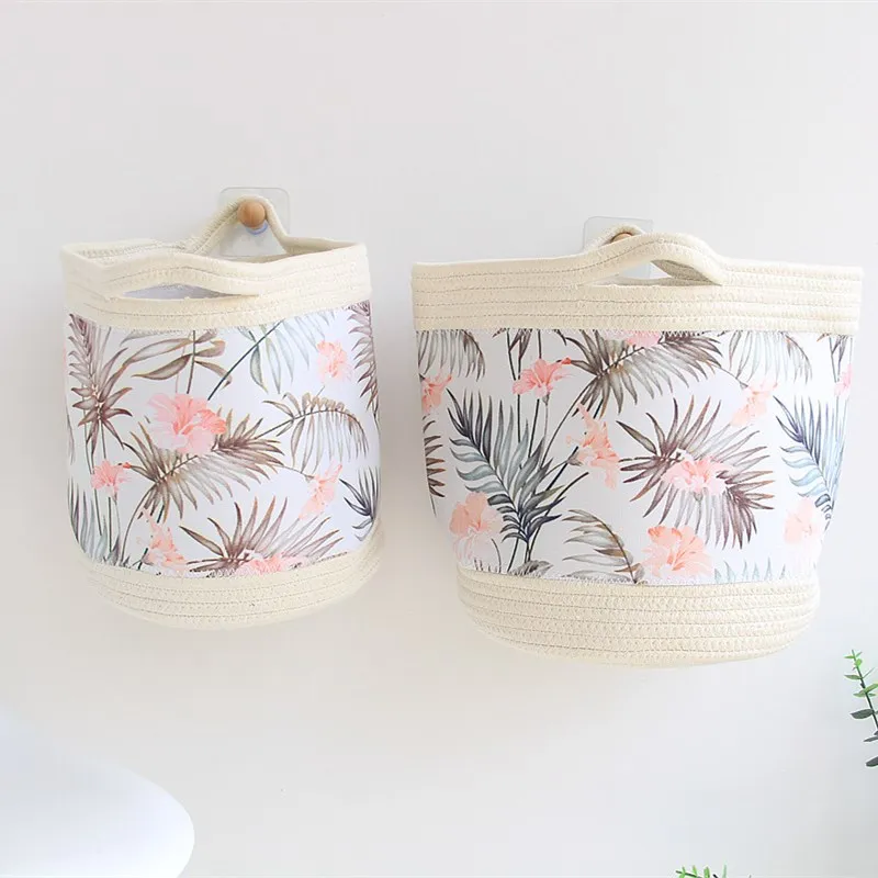 INS нордическая корзина из хлопка с зелеными листьями для хранения тропических