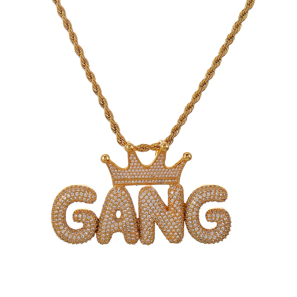 Для мужчин хип-хоп Iced out Bling ворона с бандой кулон цепочки и ожерелья s AAA Циркон
