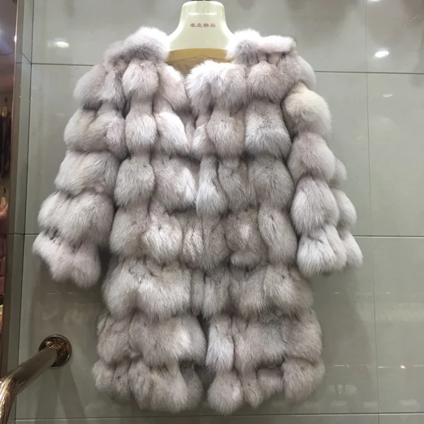 Длинное пальто из натурального Лисьего меха размера плюс, Толстая теплая куртка из натурального меха, пальто из натурального меха для женщин, зимнее пальто из натурального Лисьего меха, парки