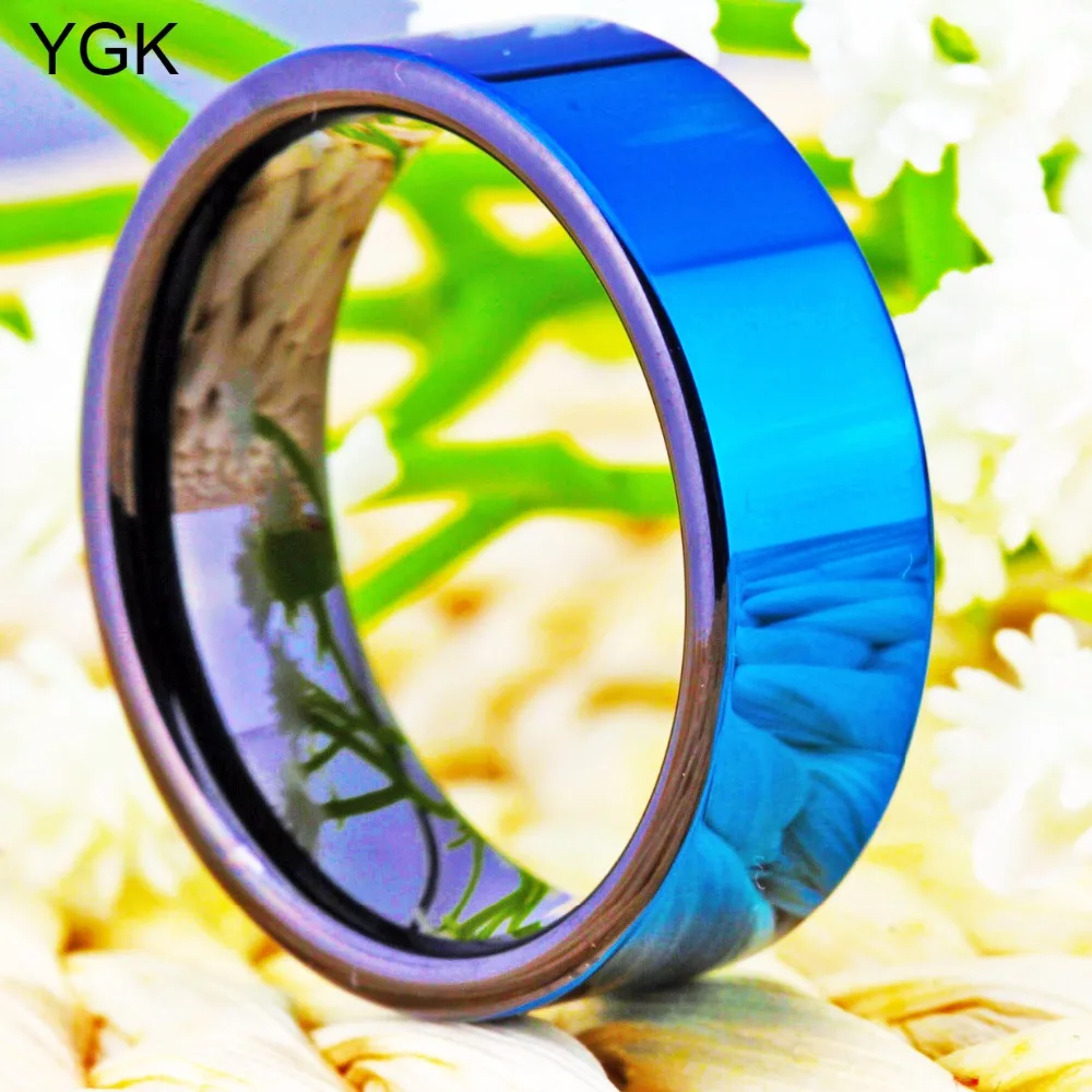 YGK брендовые ювелирные изделия 8 мм синее полированное вольфрамовое Карбидное