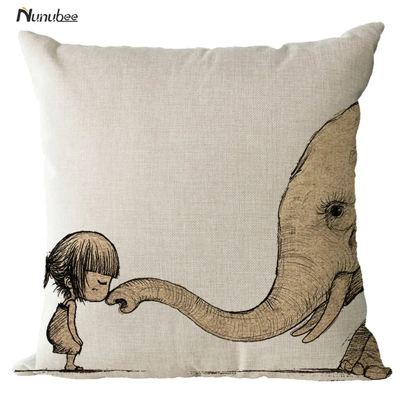 Лидер продаж 2016 года слона хлопок лен наволочки для офиса/спальни/стул Подушка