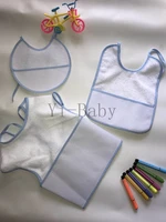 free shipping cross stitch bibs waterproof baby bibs infant saliva towels baby bibs blue 3pcsset yb170010