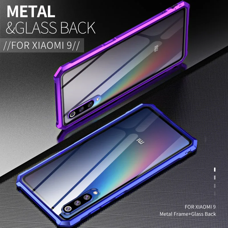 Luxury Metal Bumper for Xiaomi Mi 9 Mi9 case side Tempered Glass back cover 8 explorer Aluminum frame mi8 |