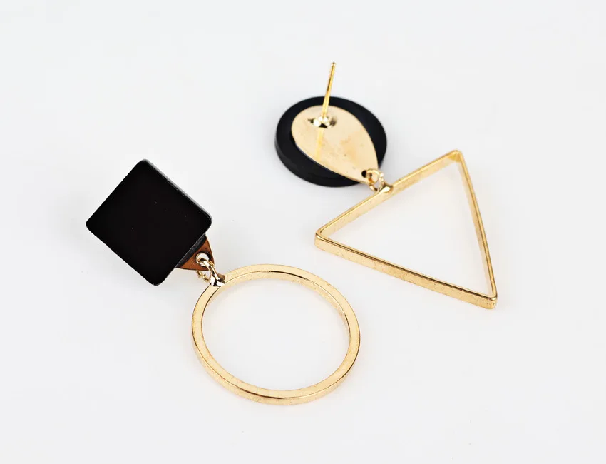 Серьги-гвоздики геометрической формы женские черные ассиметричные ювелирные