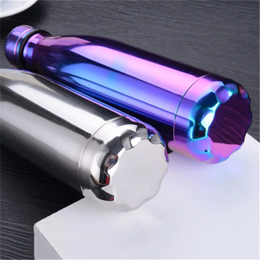 Розовое золото бутылка для воды Colorful с двойными стенками Нержавеющая сталь