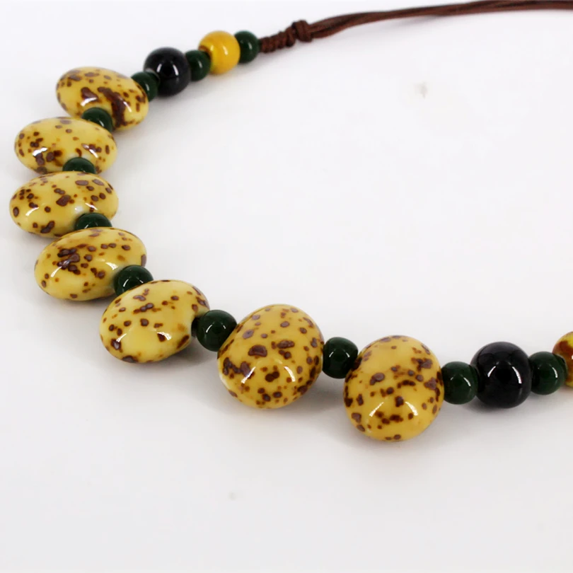 Women Ethic Ceramic Chain Beads Adjustable Choker Necklace Round and Oval Collar jewelry NL-L139 | Украшения и аксессуары