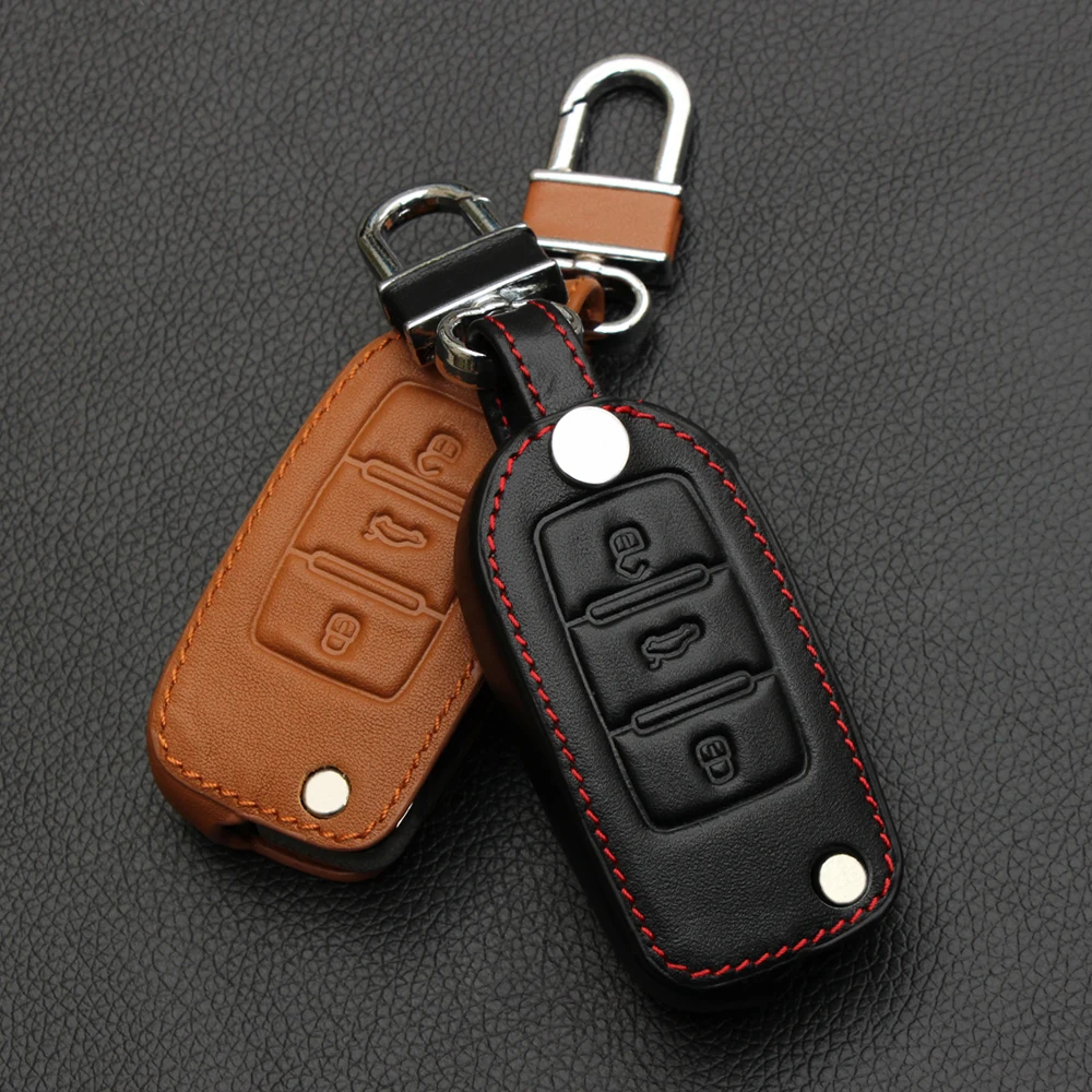 Кожаный чехол для автомобильного ключа с дистанционным управлением Volkswagen POLO Tiguan