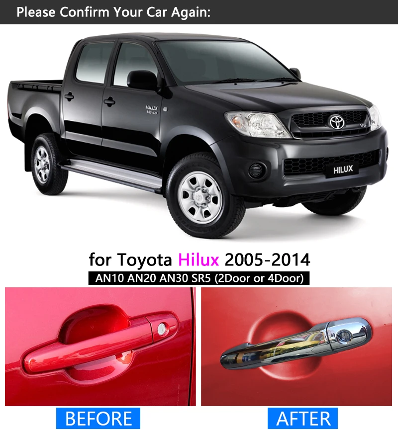 Набор хромированной ручки для Toyota Hilux SR5 AN10 AN20 AN30 2005 2006 2007 2008 2009 2010 2011 2012 2013 2014