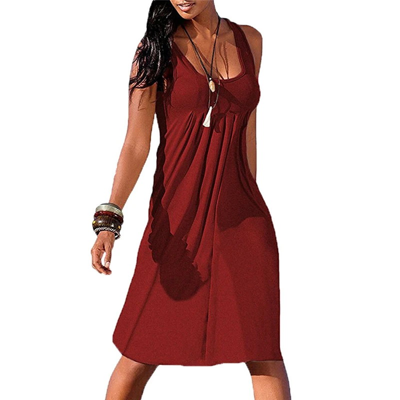 Платье женское повседневное черное синее красное без рукавов | Женская одежда