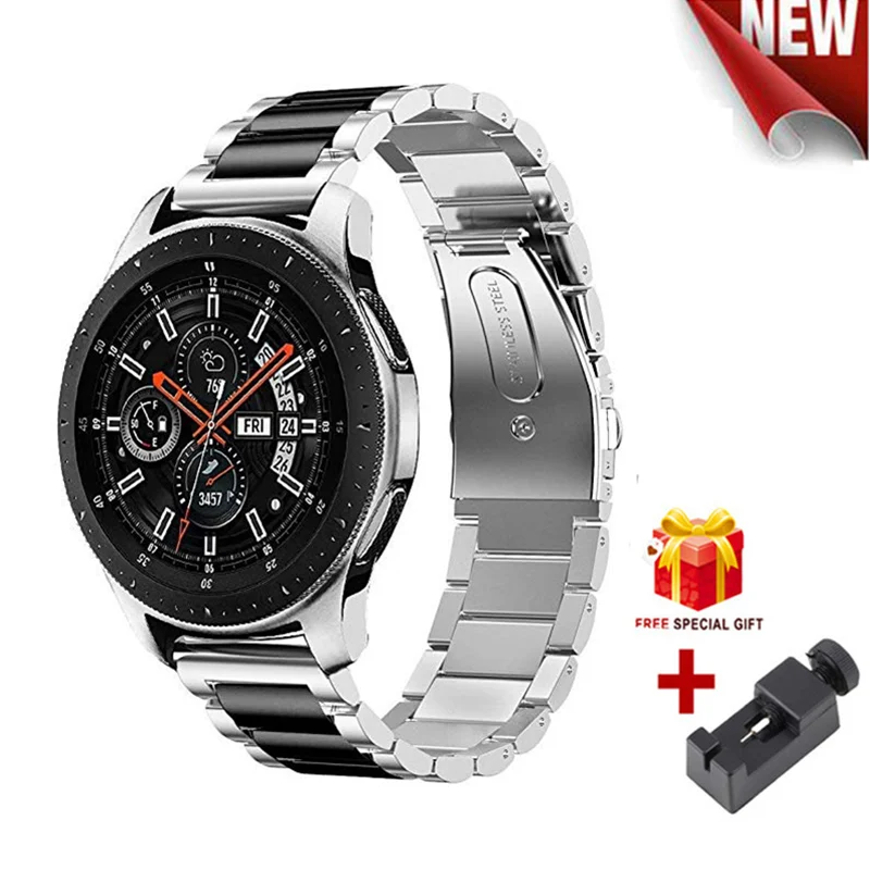 22 мм ремешок для часов из нержавеющей стали для samsung Galaxy 46 мм gear S3 классический/ремешок для huawei Watch GT 2 Классические ремешки для часов