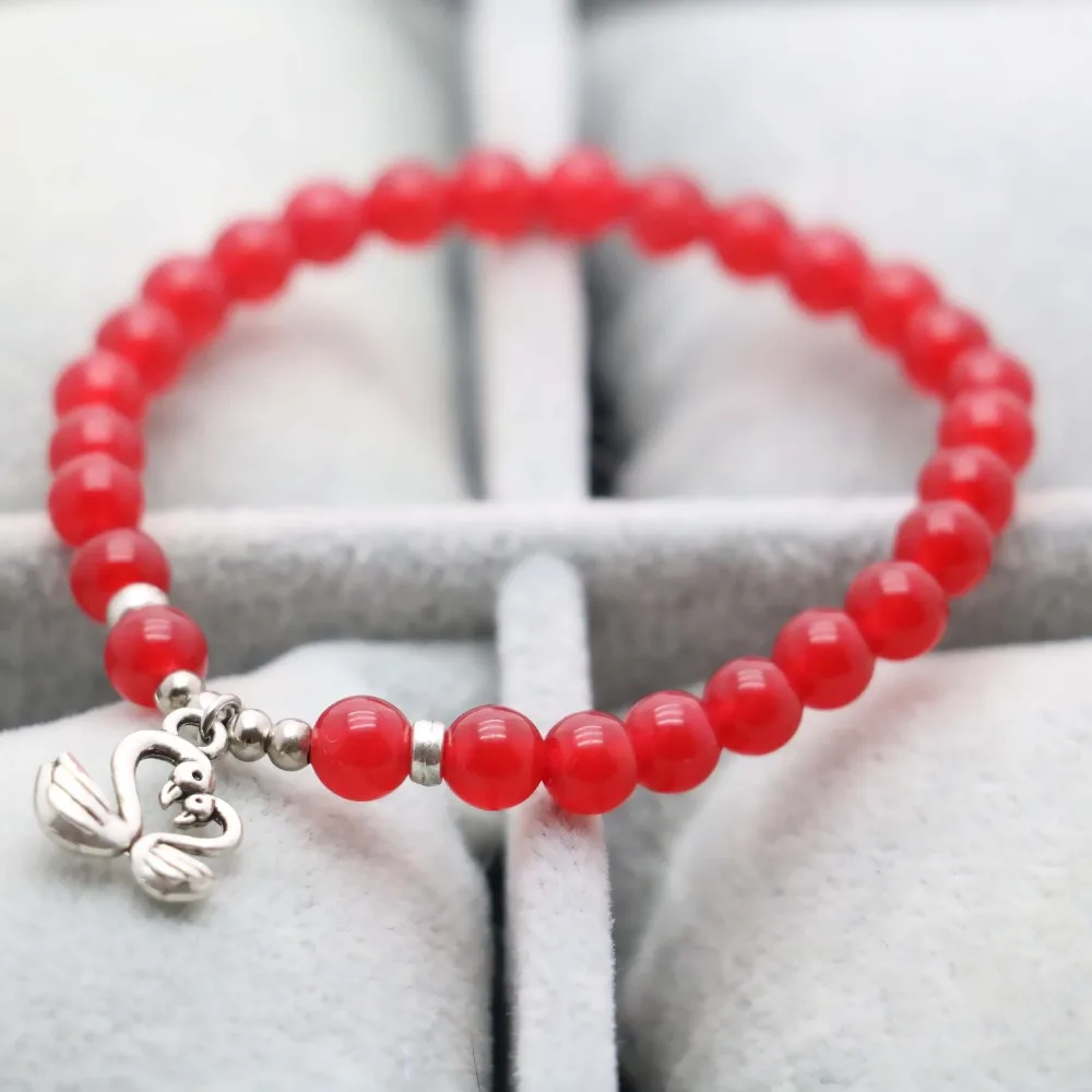 Натуральный камень 6 мм классические популярные красные бусы Халцедон Браслет