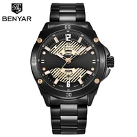 benyar fashion stainless steel chronograph sports mens watches top brand luxury quartz business watch clock relogio masculino