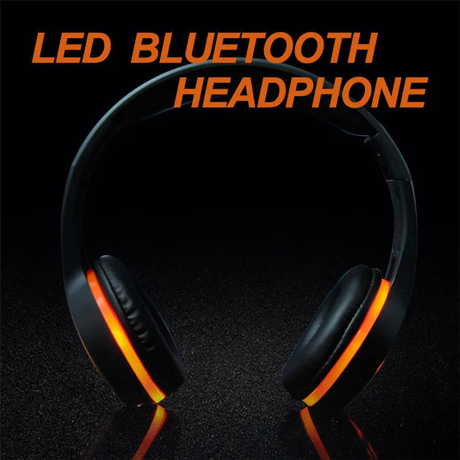 Orange Беспроводные Bluetooth наушники, наушники 3,5 мм, Универсальная гарнитура, игровые наушники, стерео с микрофоном и светодиодный Bluetooth наушники - Color: Orange