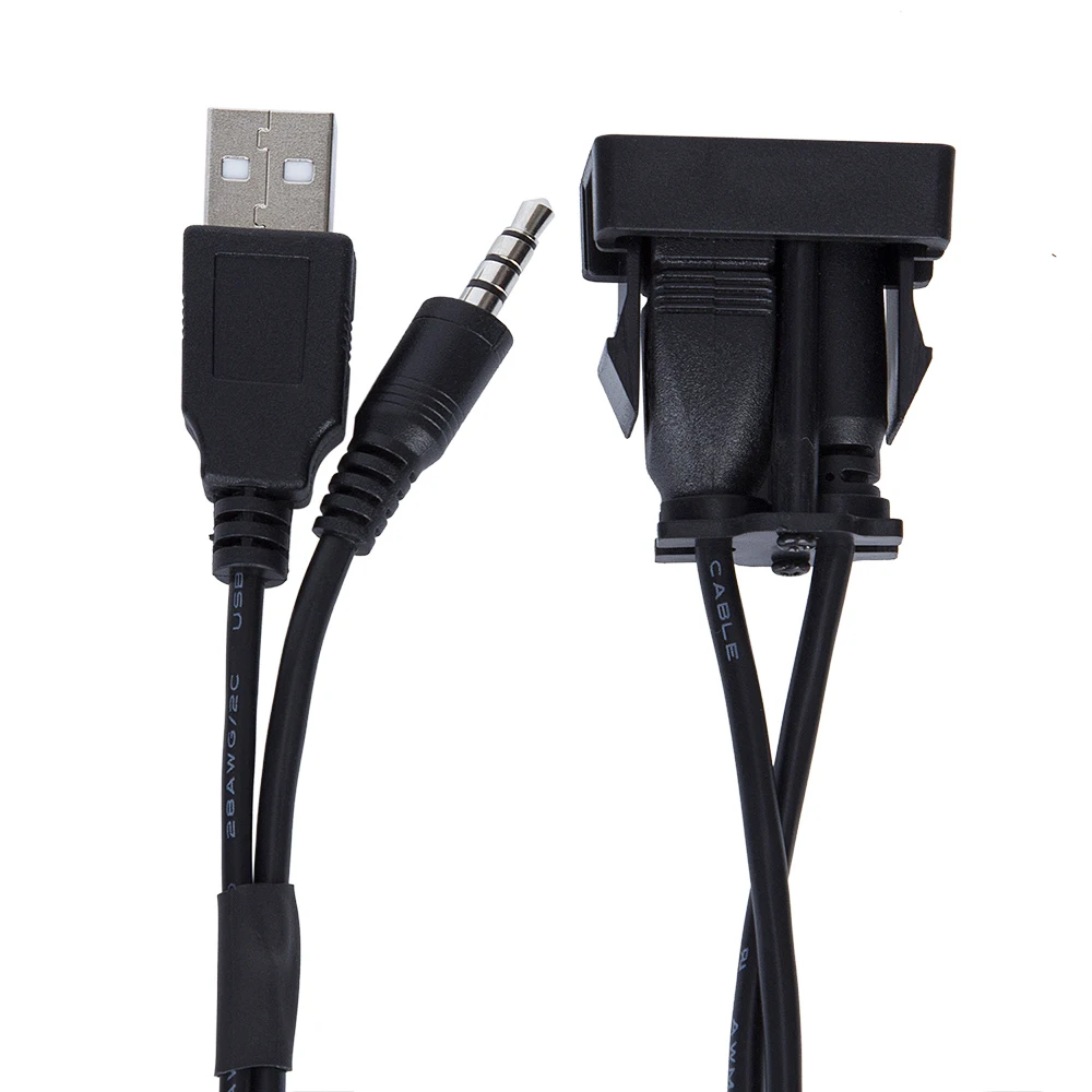 1 м Автомобильная лодка Даш заподлицо USB порт 3 5 мм AUX свинцовый Удлинительный
