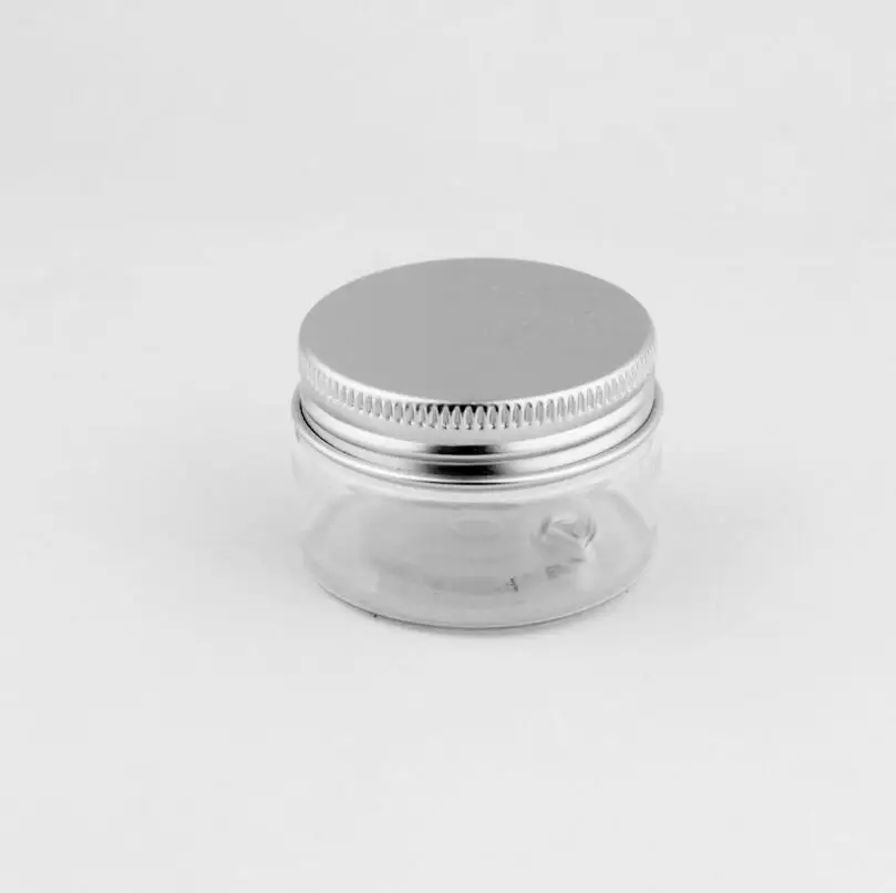

30g Clear Plastic Cream Jar 30ml Small Empty PET Bottle With Aluminium Screw Cap Cosmetic Packaging LX1301