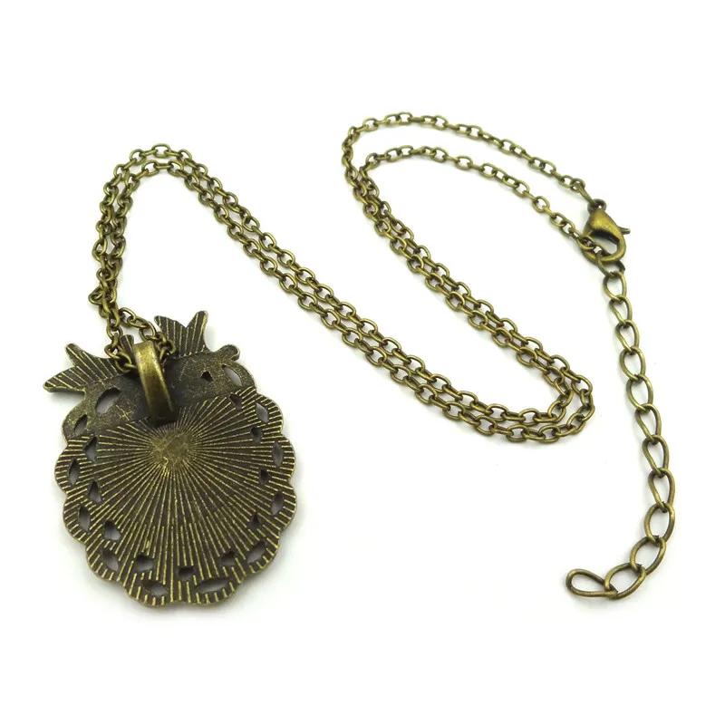 Модное ожерелье с подвеской в виде цветка розы винтажный Бронзовый кабошон птица