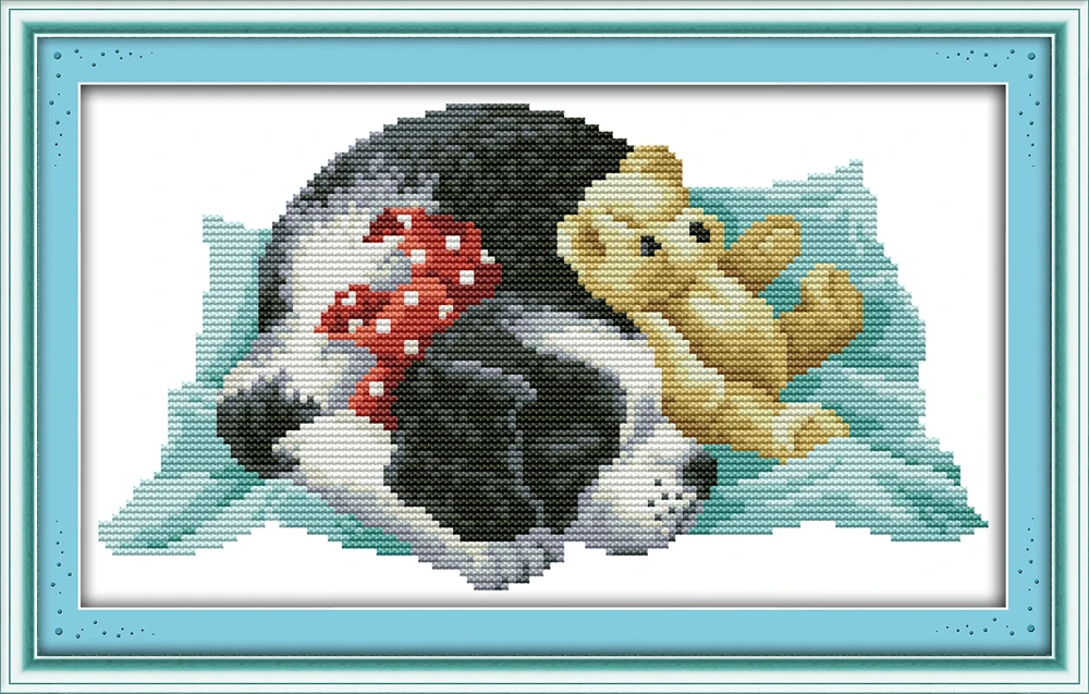Набор для вышивки Собака и его кукла 11CT 14CT|joy sunday|cross stitch setembroidery diy |