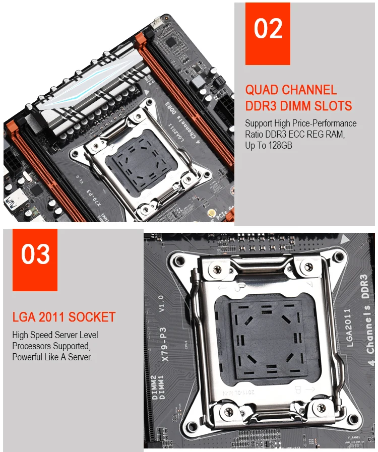 X79-P3 четырехканальный Deluxe X79 материнская плата по стандарту ATX USB3.0 SATA3.0 LGA 2011 игровая материнская плата Поддержка материнская плата 128 ГБ DDR3 регистровая и ecc-память