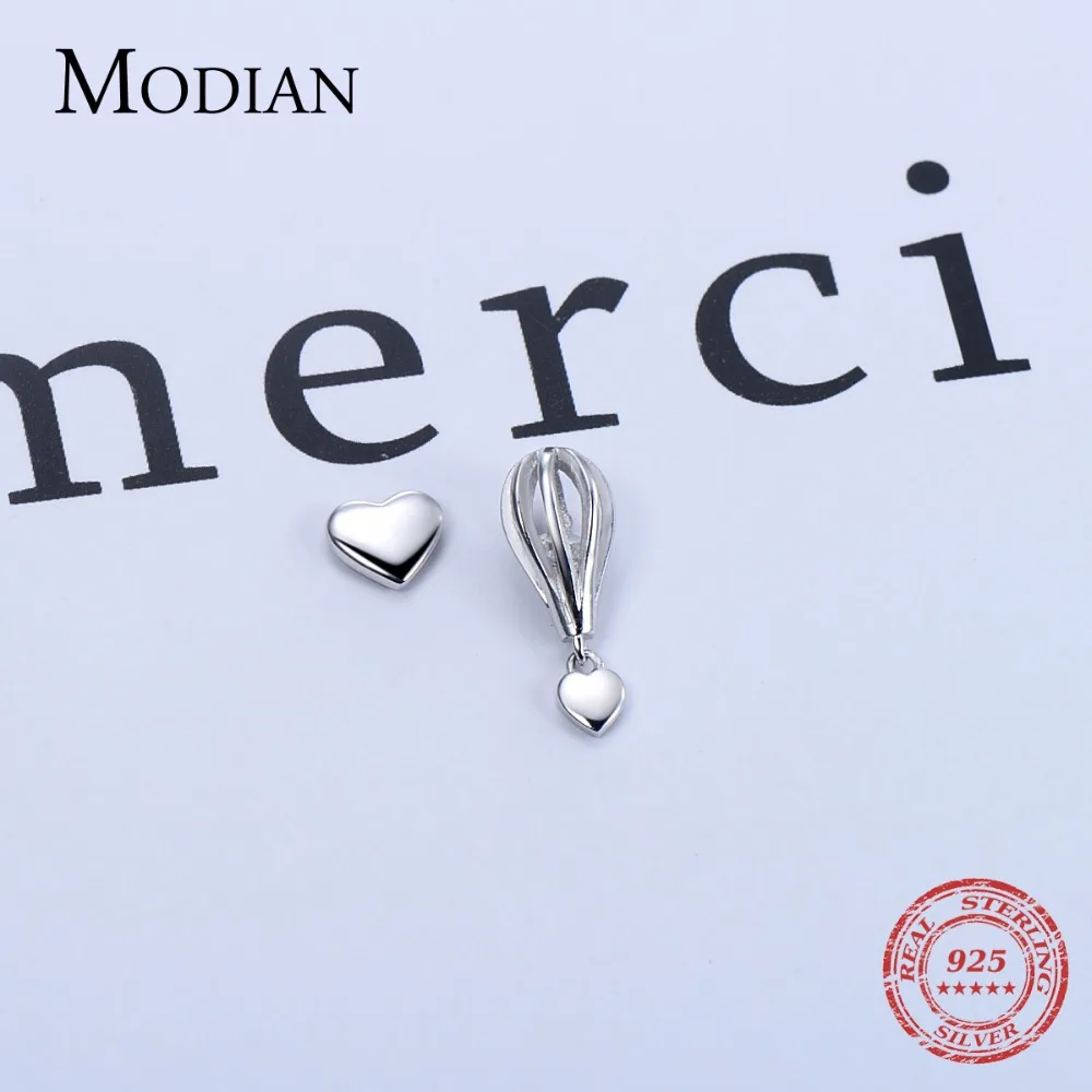 Modian 925 пробы серебряные романтические Свинг огненный шар серьги-гвоздики в форме сердца для женщин модные ювелирные изделия из стерлингового серебра подарок