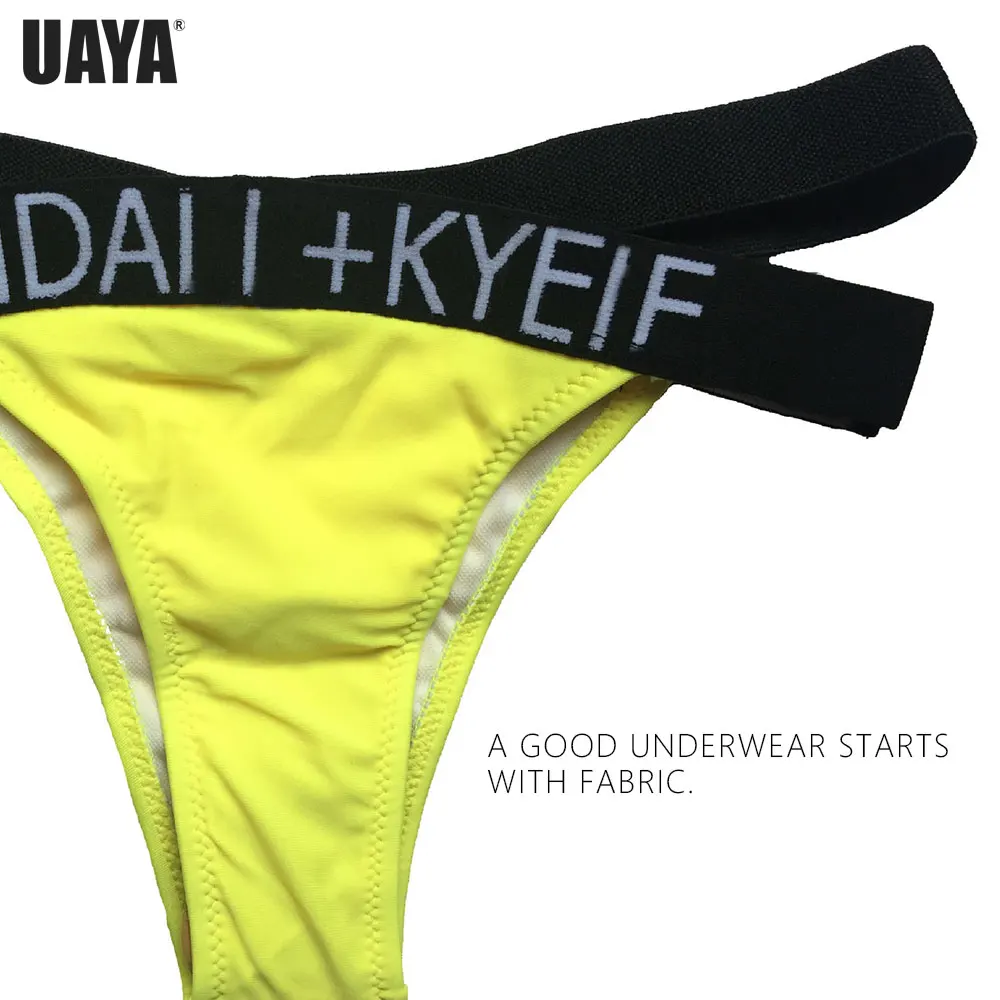 UAYA 2019 флюоресцентные цвета желтый с высоким вырезом бикини X повязка бразильские