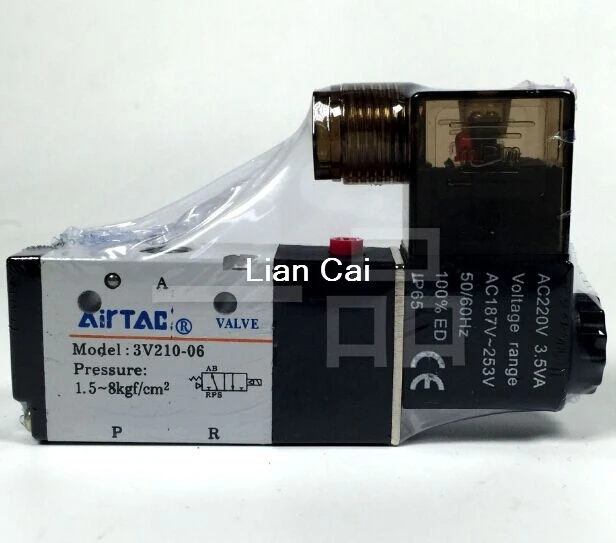 Бесплатная доставка порты Airtac 1/8 дюйма 3V210 06 2 позиции 3 ходовой Пневматический