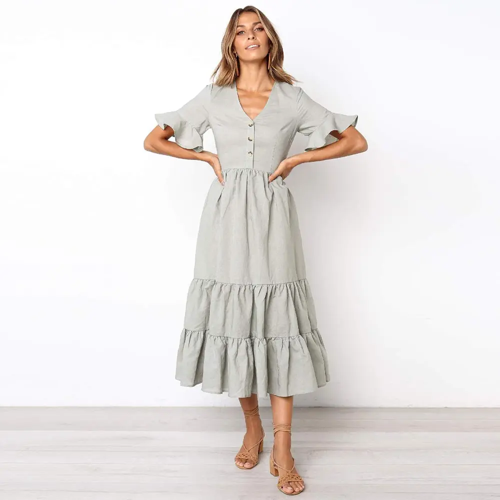 Платье WildPinky женское длинное с коротким рукавом повседневное Элегантное макси