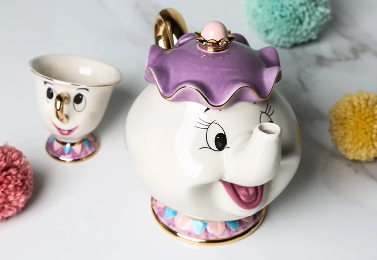 Мультфильм красота и чудовище чайный сервиз чай горшок Mrs Potts горшок чип чашка кружка один набор для друга креативный Рождественский подарок Быстрая