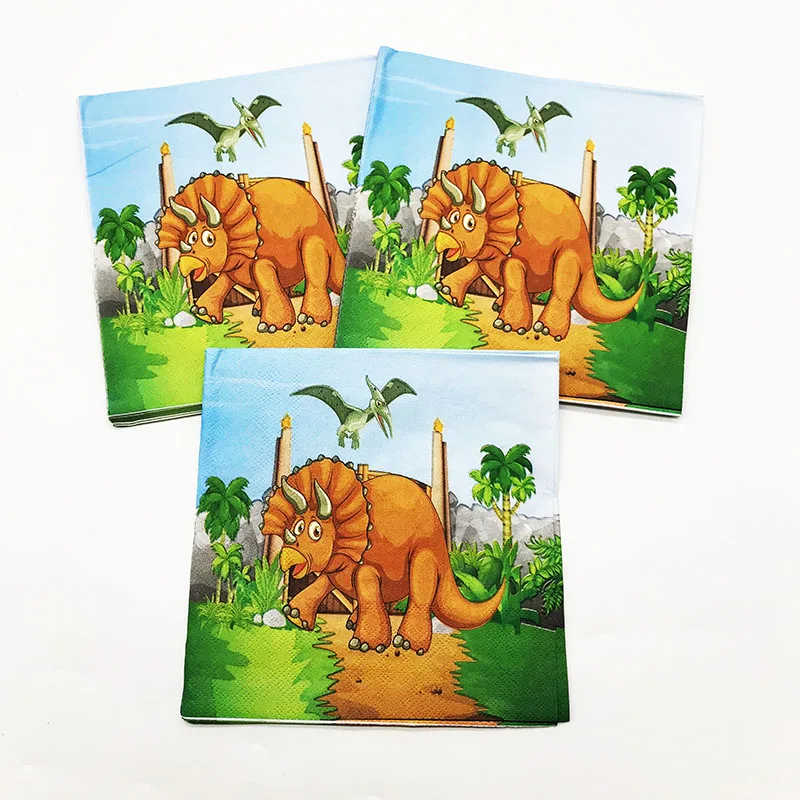 20 шт./лот вечерние салфетки с динозаврами для детского душа украшения