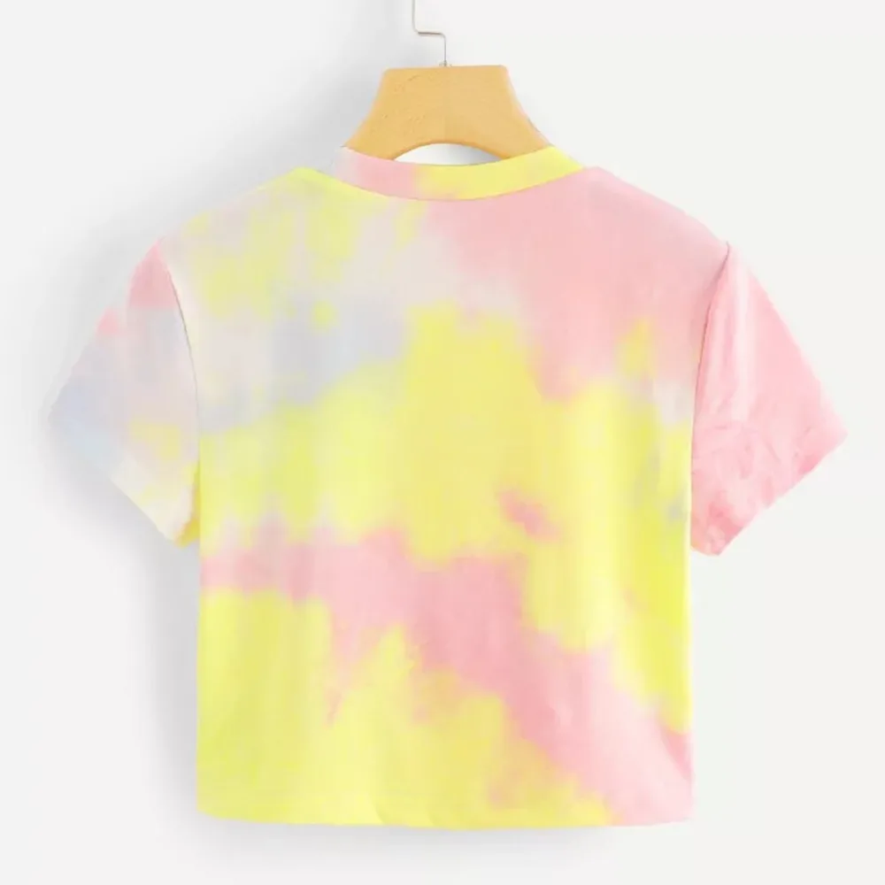 Женские летние топы, футболка с принтом Tie Dye, короткий рукав, топы с круглым вырезом, Повседневная футболка, женская одежда harajuku, футболка TS3