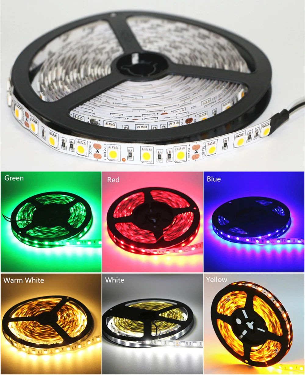 Гибкая Водонепроницаемая светодиодная лента 12 В постоянного тока 1 м/5 м SMD 5050 60