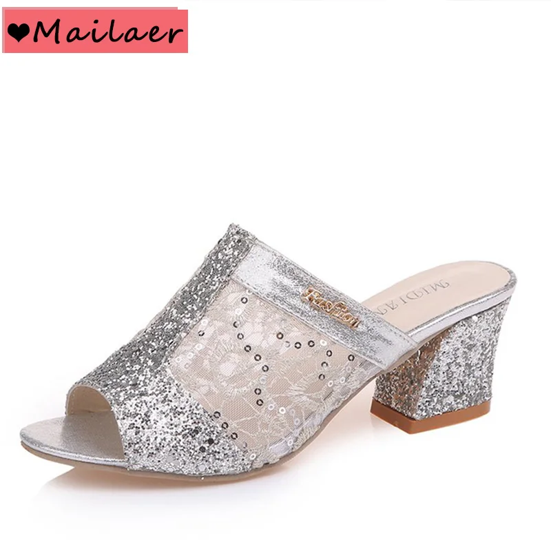 Женские босоножки 2019 женские летние шлепанцы на высоком каблуке модные туфли со