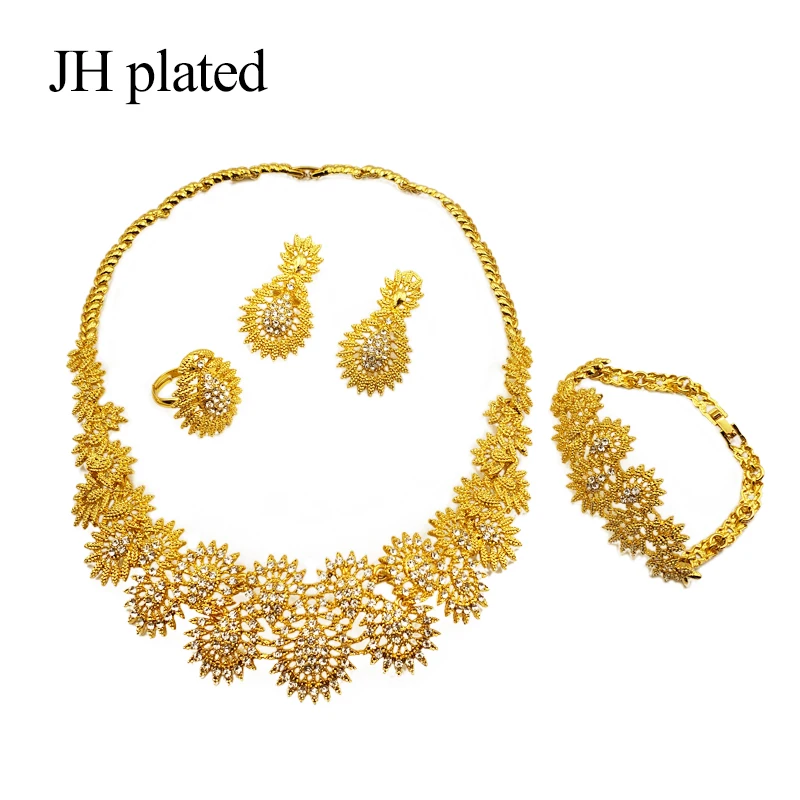 JHplated изысканные роскошные Дубаи Ювелирные наборы золотого цвета Индия Нигерия