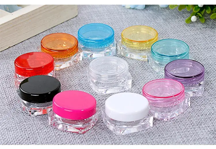 

100P CS 5g plastic jars cream jars loose powder square sample bottle empty bottles cosmetics packaging containers 11Colors, HYE0