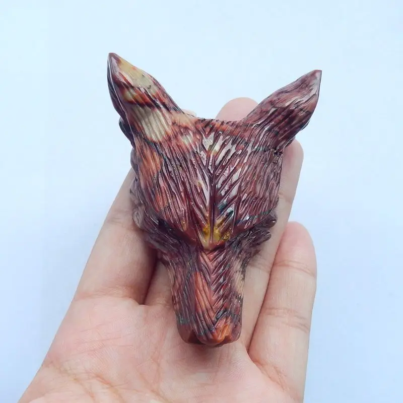 Модный мужской кулон ручной работы с головой волка из натурального камня моокита