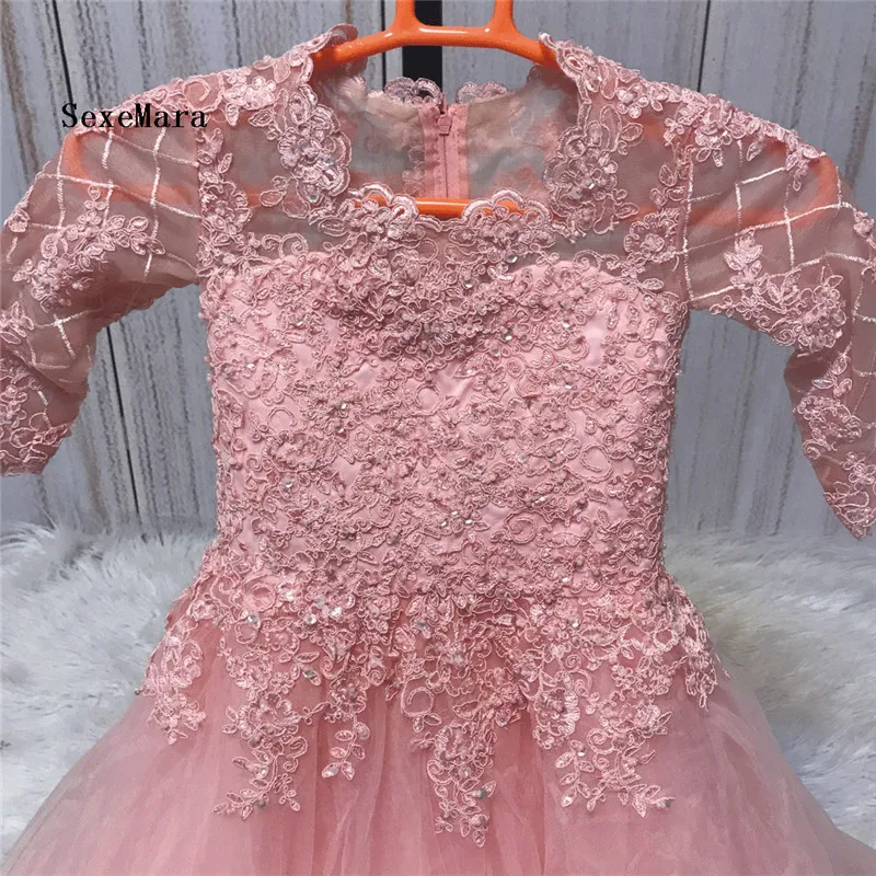 Новое поступление платья для девочек с цветами на свадьбу Кружевная аппликация