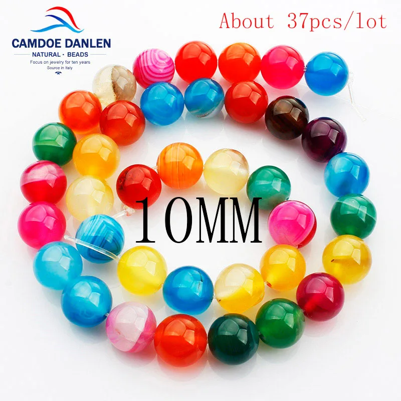 10MM CAMDOE DANLEN натуральные драгоценные камни, бусины микс в разноцветную полоску Агат Круглый прядь бусины 4/6/8/10/12/14 мм подходят, сделай сам, бисер для изготовления ювелирных изделий - Цвет: 10MM