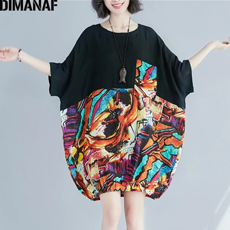 DIMANAF, женская футболка, летняя, размера плюс, лен, больше размера, d, принт, соединенный, черный, топы, тройники, женская, летучая мышь, большая, свободная, длинная, футболка - Цвет: Ben2157CN
