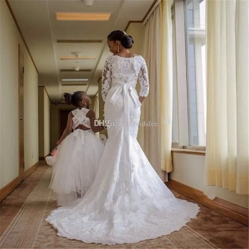 Русалка vestidos de novia Свадебные Платья 2017 Из Бисера Кружева Appliques Хиджаб Длинным